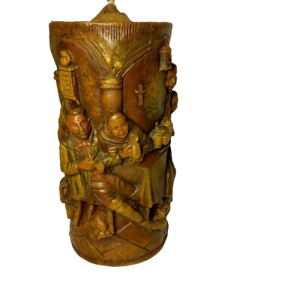 Walldurn Baden Johan Gunter Pillar Candle Carved Trappist Monks Brewery Beer Keg - Picture 1 of 15